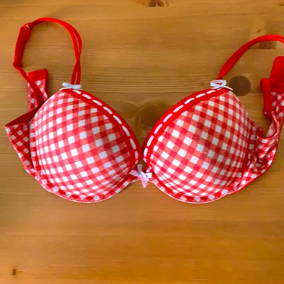 Red Gingham Patterned Bra